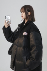 2025中性款PU皮棉衣棉服鳄鱼纹拼接面包服棉袄皮衣外套1612-P85，女装棉衣/棉服，星座207