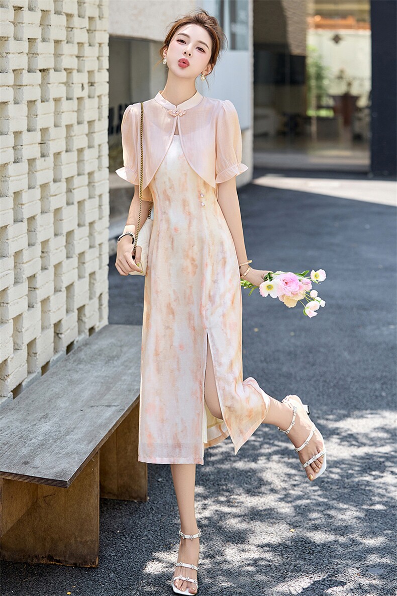 吊带印花连衣裙女2025超火夏季新款气质超好看夏日绝美裙,女装连衣裙,润尚靓点