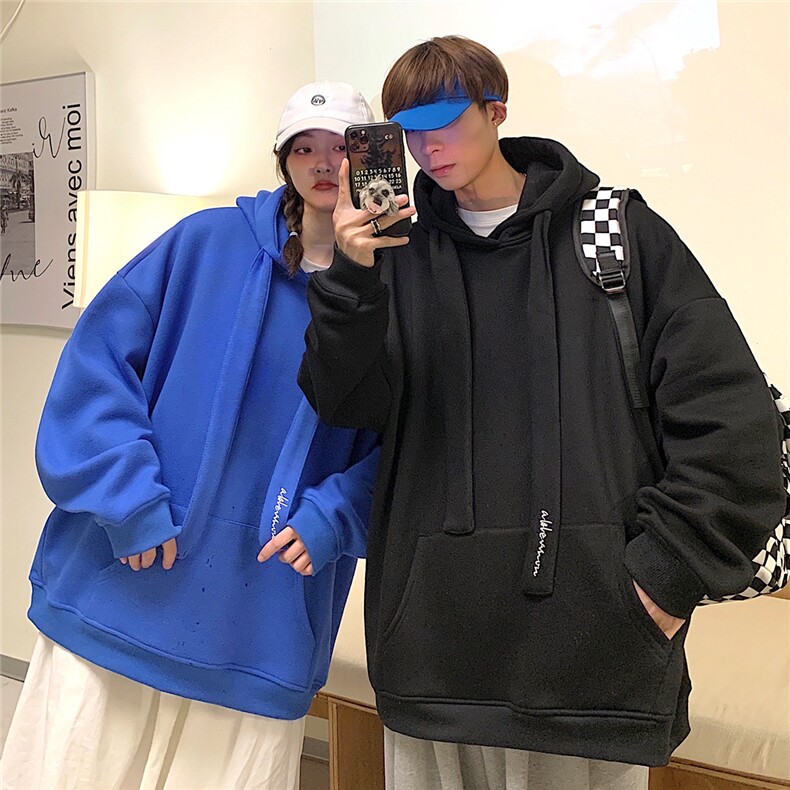 EQ11春季新款港风男女绣花克莱因蓝连帽卫衣外套宽松情侣装潮P65,男装卫衣,电商C306-1