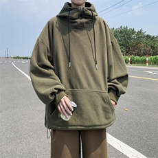 8XL-M大码摇粒绒卫衣套头连帽半拉链宽松美式复古外套WY9103/P68，女装短外套，电商B238