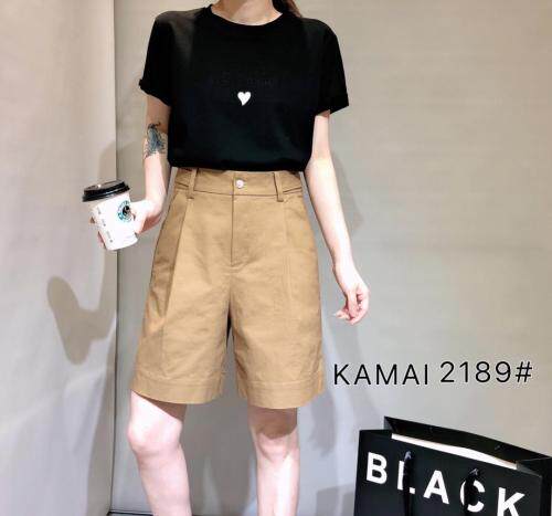 三色水洗短裤，女装，卡麦