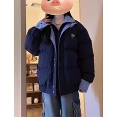 假两件格子拼接羽绒棉服女冬季加厚面包服棉衣外套MT094，男装棉衣，星座1116A（原606A-3）