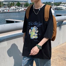 图案已注册港风日系休闲情侣潮大码短袖T恤男DT750P25控38，男装T恤，星座227-7