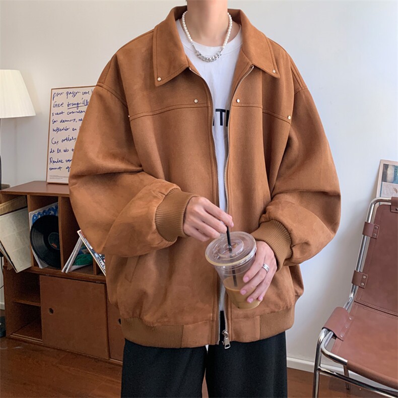 早秋~2025秋冬新款男士麂皮绒夹克外套机车上衣JK222特P68控118,男装夹克,电商B220
