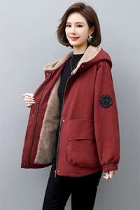 2022冬季新款派克服加绒加厚外套女连帽大口袋休闲外套图片