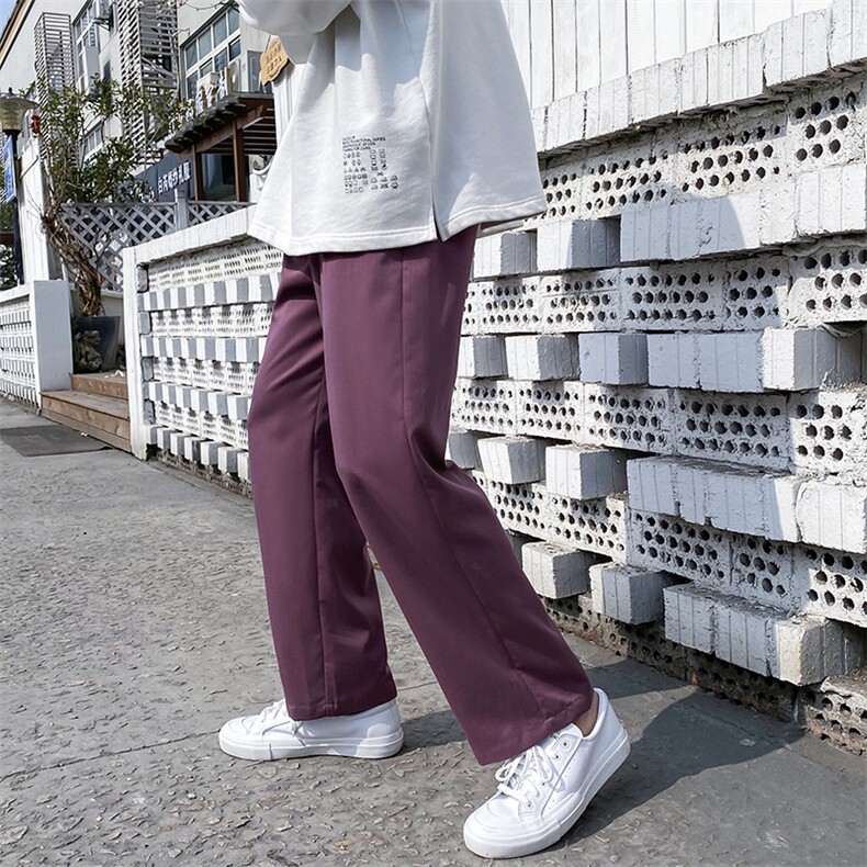 控价582024新款高腰宽松松紧腰纯色冰丝阔腿裤KS0026-P35,男装休闲裤,电商A128