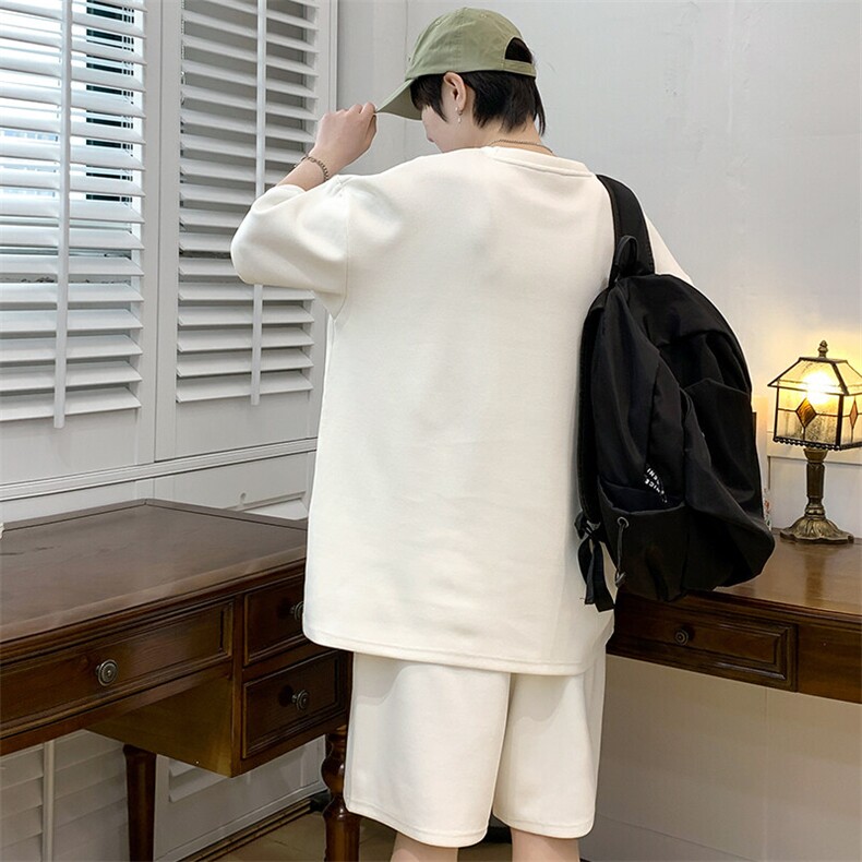 25夏季新款运动服短袖T恤运动套装潮男痞帅一套搭配宽松短裤T651,男装T恤,星座1113