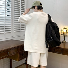 25夏季新款运动服短袖T恤运动套装潮男痞帅一套搭配宽松短裤T651，男装T恤，星座1113