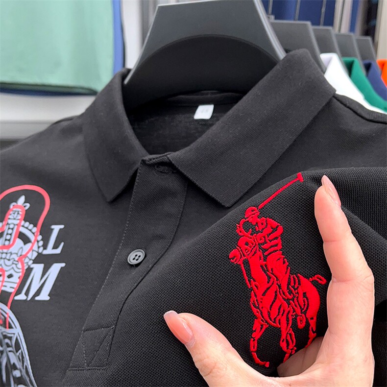 男士短袖T恤保罗polo衫2023夏季新款中年休闲男装半袖翻领体恤衫,男装Polo衫,电商B212（原钱塘6029）