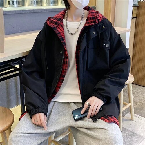 男春季新款假两件连帽卫衣潮W7326P65图片