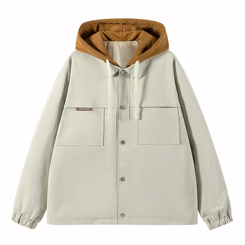 JK9968P85新港风连帽假两件情侣夹克宽松百搭外套M-4XL,男装夹克,星座1204