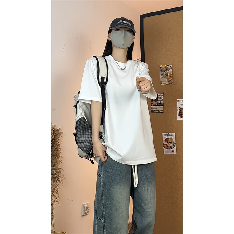 美式boxy重磅正肩短袖T恤男夏季设计感t恤打底衫T3699-特价P24,男装T恤,电商A007