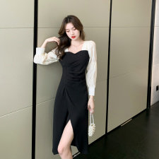 2021秋季气质女神范连衣裙女新款修身包臀显瘦温柔风女装裙子,女装连衣裙,潮品会