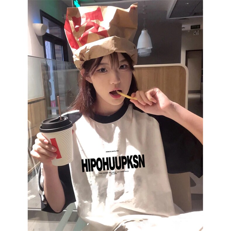夏季美式高街重磅纯棉三条杠织带插肩撞色男女短袖T恤CZ01-特P25,男装T恤,电商A486