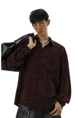 无影墙豹纹长袖衬衫大码M-5XL聚酯纤维衬衫男CS78728P35控58，男装衬衫，星座226-1