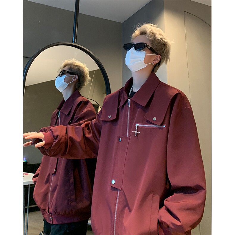 JK9901-P85控138秋季美式高街潮流设计感宽松复古工装夹克外套,男装夹克,电商A058-1（原电商C417）