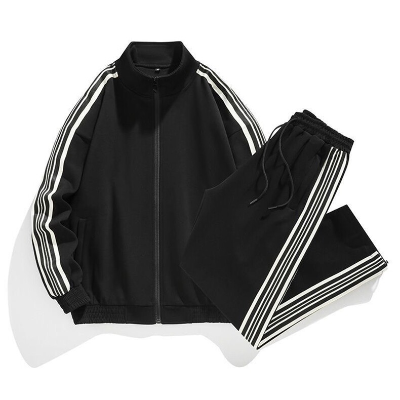 可二开运动服套装男女春秋季休闲条纹情侣开衫卫衣宽松潮流两件套,男装卫衣,星座218-1（原230）