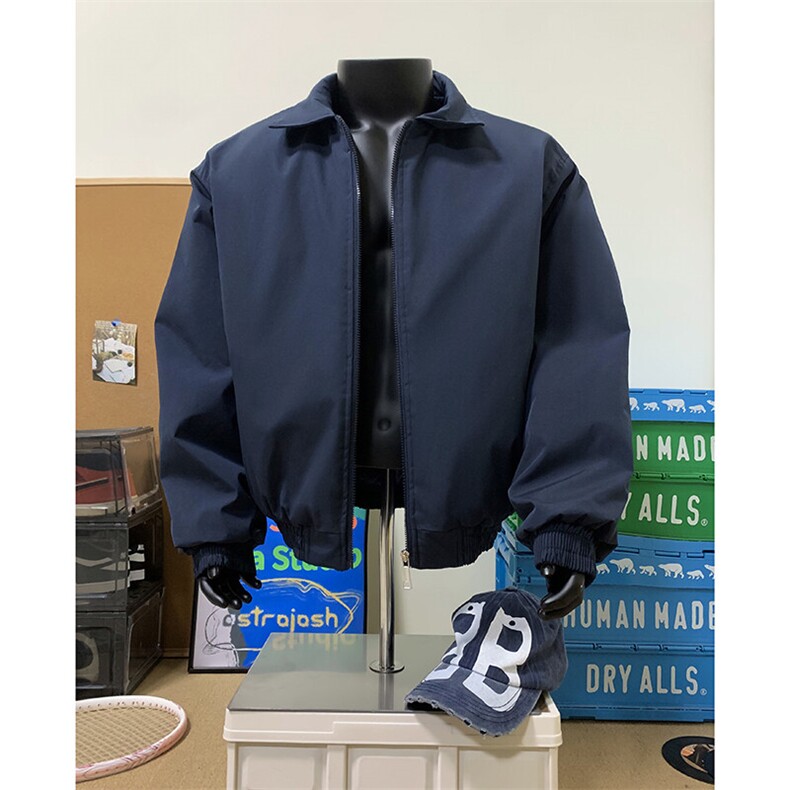 假模主推美式高街宽松短款行政棉服夹棉翻领夹克男D392特P55，男装夹克，电商A335-1（原A458）