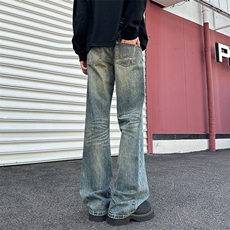 2025春季新款外景大码美式微喇水洗牛仔裤M-5XGK24327-特P35，男装牛仔裤，电商A022