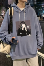 WY2122-P35加绒款-P40纯棉连帽卫衣男大码运动帽衫宽松薄外套男，男装卫衣，电商A040