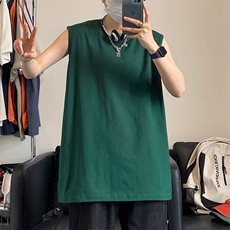 简约风街头圆领无袖T恤男女宽松型舒适百搭运动背心B3918-特价P16，男装背心/马甲，电商A007
