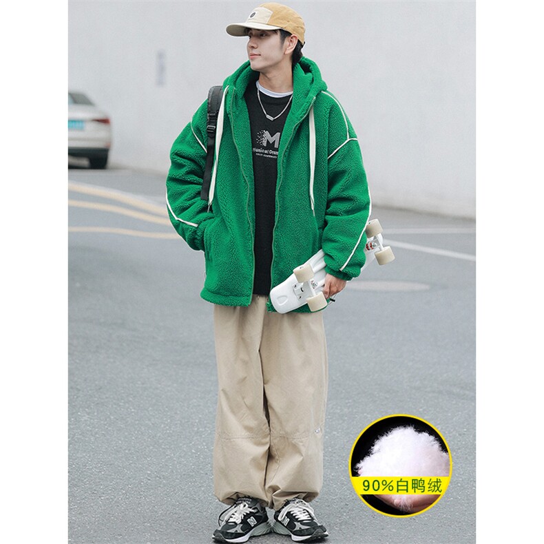 冬装学生加厚羊羔绒连帽外套潮宽松羽绒服男女8153-P195控价268，男装羽绒服，电商A441-1