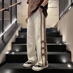 微弹时尚潮牌直筒休闲裤男宽松型新款运动裤潮青春流行九分裤夏季图片