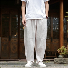 2025夏装新款汉服唐装风冰丝棉麻休闲裤A057-K381-P45，男装民族服装，电商A057B