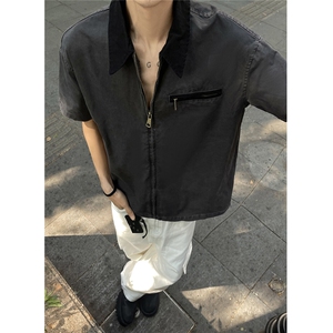 countymoment底特律工装衬衫男款夏季美式复古高级感短袖衬衣外套图片