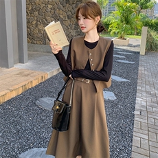 法式时尚气质西装马甲女2025春秋季新款显瘦a字半身裙，女装连衣裙，2C129