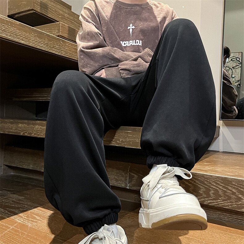 港风秋冬长裤宽松休闲扣带松紧腰束脚卫裤K23303-P40控58图片