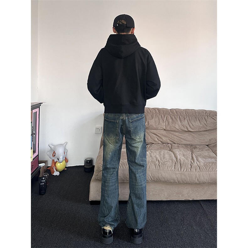 B221美式ins高街暗黑小众个性宽松直筒牛仔裤LK23140-P65控88,男装牛仔裤,电商B221