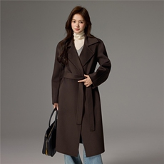 2025秋冬百搭时尚翻领单扣大衣保暖，女装双面呢大衣，荣图大衣