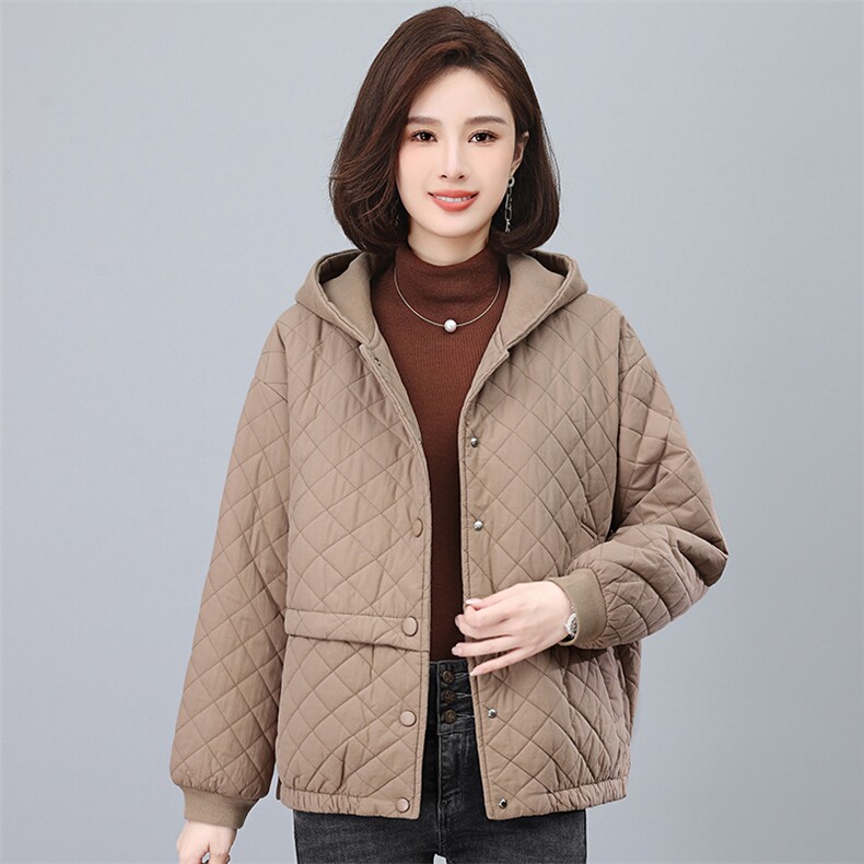 2024冬季连帽时尚休闲夹棉加厚保暖舒适棉服,女装棉衣/棉服,独衣靓