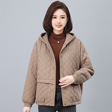 2024冬季连帽时尚休闲夹棉加厚保暖舒适棉服，女装棉衣/棉服，独衣靓