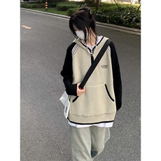 潮牌撞色插肩长袖连帽毛衣男女秋冬半开拉链针织衫外套M369，男装针织衫/毛衣，星座1116A（原606A-3）