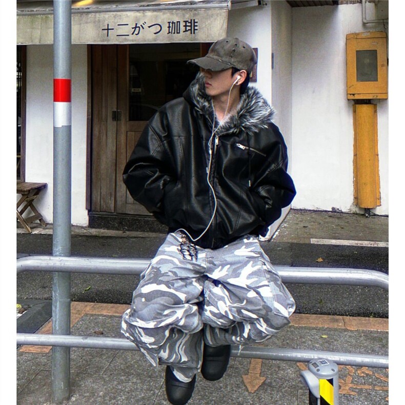 WT136-P168新款皮毛一体连帽男士冬季毛毛外套时尚百搭派克服潮,女装短外套,星座1501-3