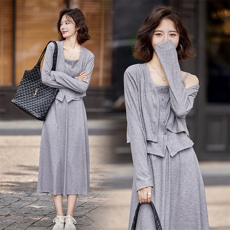 现货新款针织开衫+吊带+半裙三件套，女装套装/套裙，乔米娜