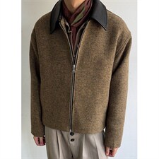 结构剪裁毛呢夹克男秋冬季高级感休闲短宽翻领呢子外套JF823，男装夹克，星座1116A（原606A-3）