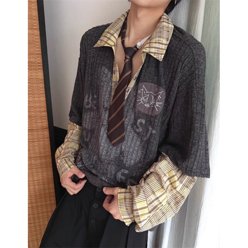 假两件撞色格子复古vintage外套早秋学院风休闲宽松上衣CW116,女装短外套,星座1116A（原606A-3）