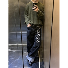 [有货]绿色慵懒亨利领毛衣复古针织衫MY363特P59，男装针织衫/毛衣，星座908-1