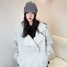 抖音得物品质26春装美式重磅结构斜拉链高领连帽卫衣开衫外套W61，女装短外套，电商A486