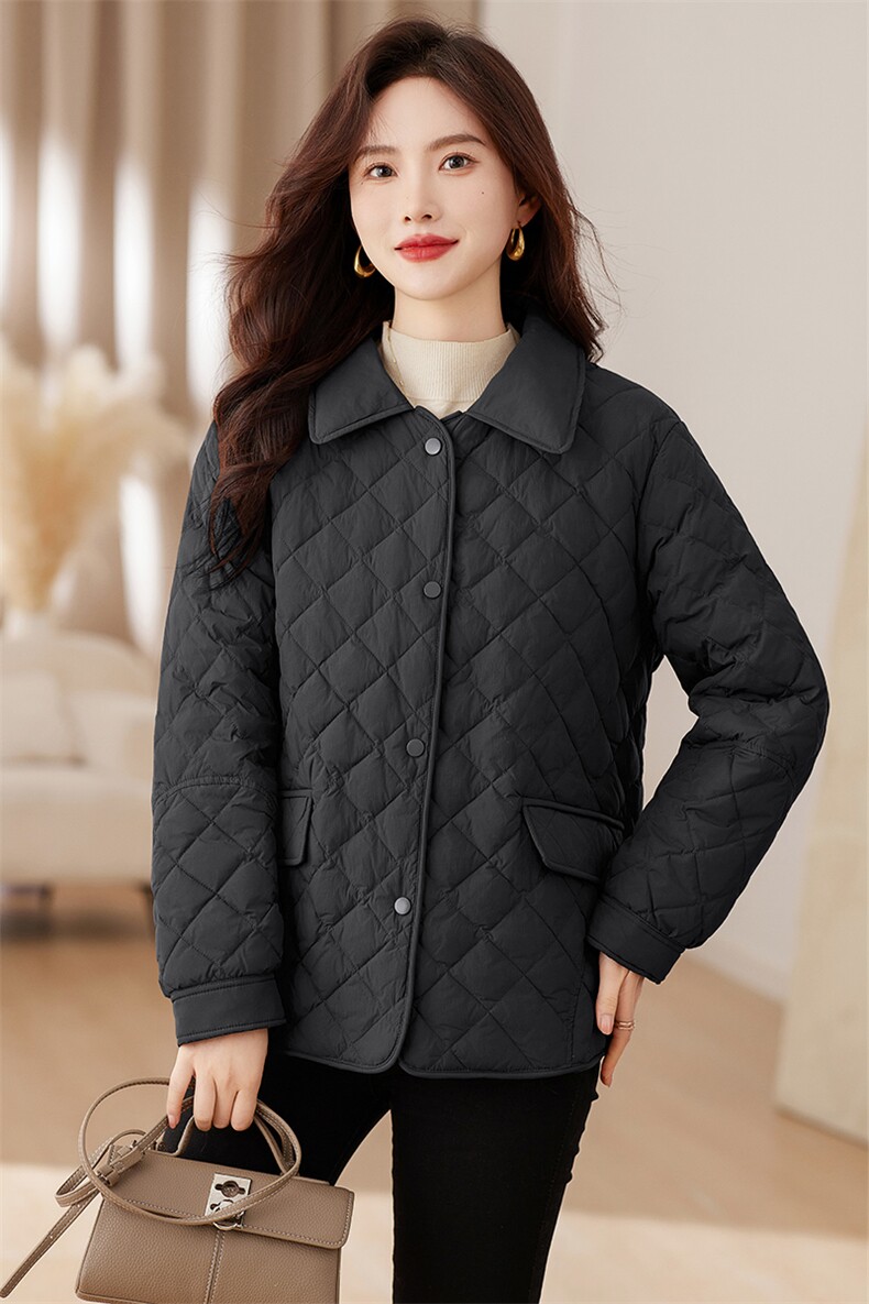 简约百搭白鸭绒羽绒服女2025新款衬衫领轻薄羽绒服休闲短外套,女装羽绒服,衣之秀