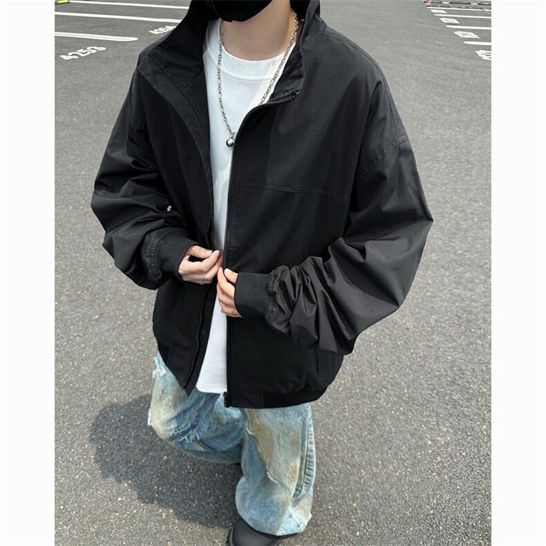 直播春秋飞行立领休闲纯色复古百搭外套美式教练夹克6188-P43,男装夹克,星座1403A