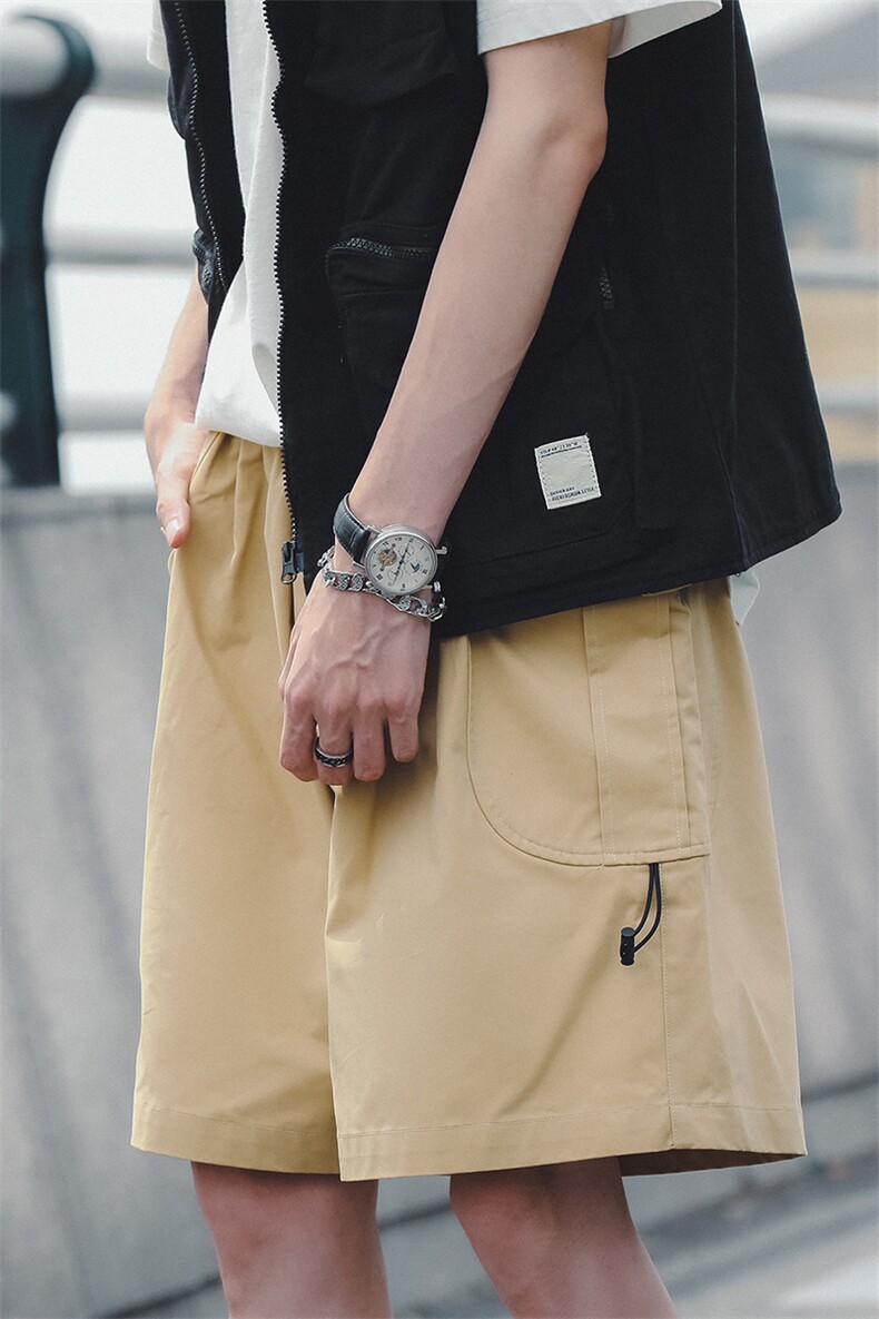 日系大口袋工装基础款休闲5分裤直筒宽松百搭C309B-K104-P50-X68,男装休闲裤,电商C309B