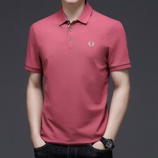 2023新款夏季男短袖POLO衫时尚翻领纯色T恤中年爸爸装半袖上衣P65，男装Polo衫，星座1105-3