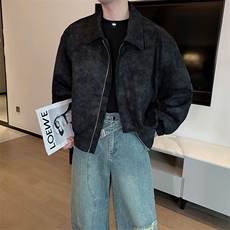 春季安可拉红网红宽松短款外套男痞帅高级扎染翻领夹克JK2363P128，男装夹克，电商B267