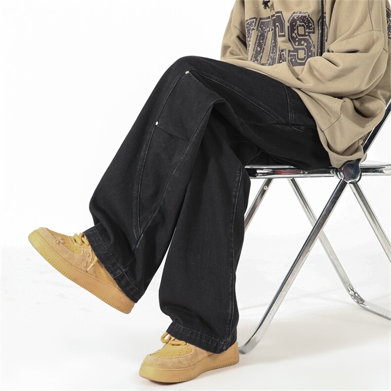 直筒牛仔裤男美式高街痞帅潮牌休闲长裤子A080-9002-P55控78,男装牛仔裤,电商A080