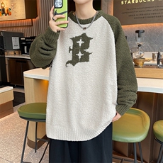 美式复古卫衣男春季设计感宽松圆领印花外套港风大码套头上衣，男装卫衣，星座716-2
