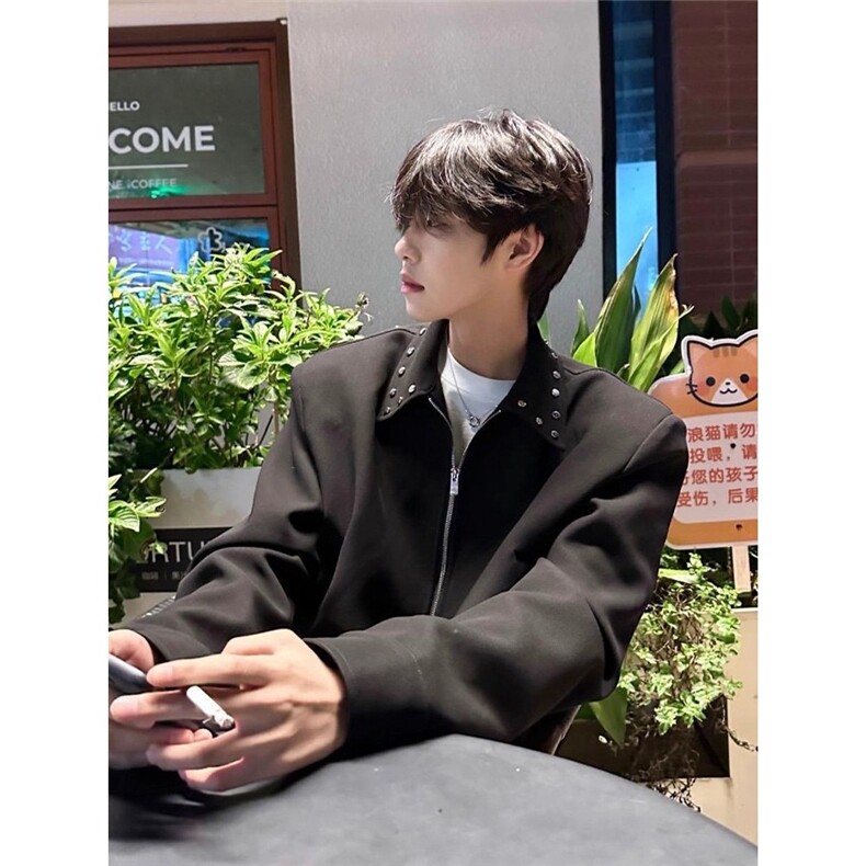短款垫肩外套男高级感美式行政夹克513AJK2608特P55,男装夹克,星座513A